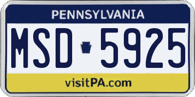 PA license plate MSD5925
