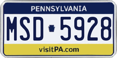 PA license plate MSD5928