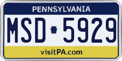 PA license plate MSD5929
