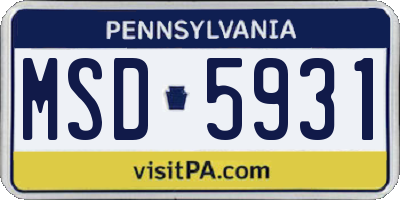 PA license plate MSD5931