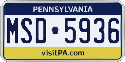 PA license plate MSD5936