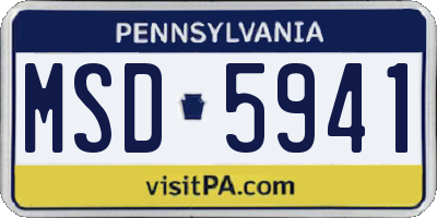 PA license plate MSD5941