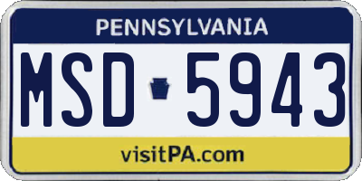 PA license plate MSD5943
