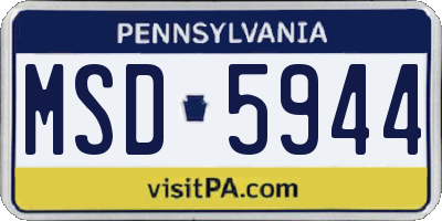 PA license plate MSD5944