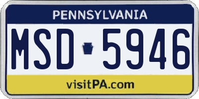PA license plate MSD5946