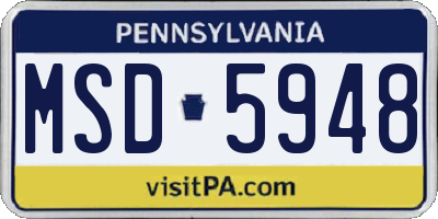 PA license plate MSD5948