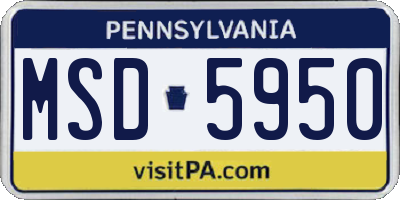 PA license plate MSD5950