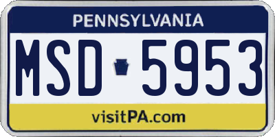 PA license plate MSD5953