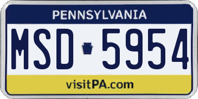 PA license plate MSD5954