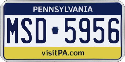 PA license plate MSD5956