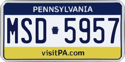 PA license plate MSD5957