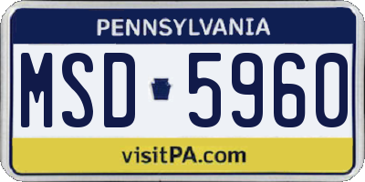 PA license plate MSD5960