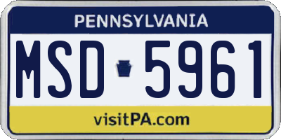 PA license plate MSD5961