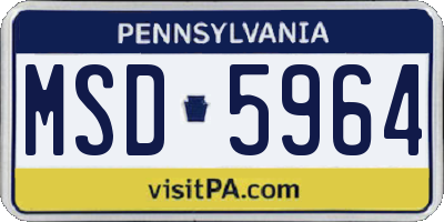 PA license plate MSD5964