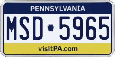 PA license plate MSD5965