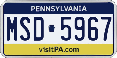 PA license plate MSD5967