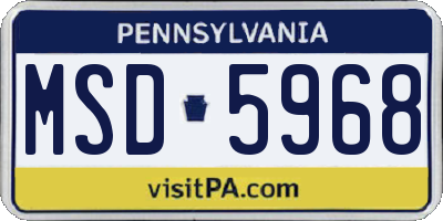 PA license plate MSD5968