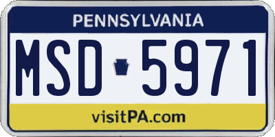 PA license plate MSD5971