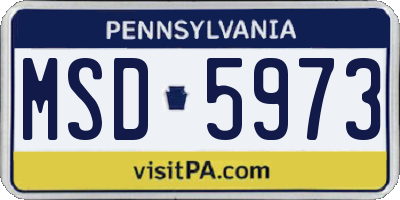 PA license plate MSD5973