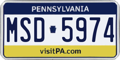 PA license plate MSD5974