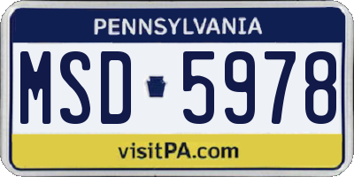 PA license plate MSD5978