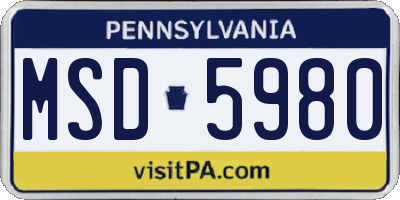 PA license plate MSD5980