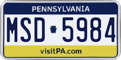 PA license plate MSD5984