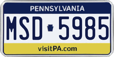 PA license plate MSD5985