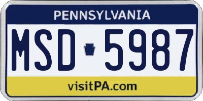 PA license plate MSD5987