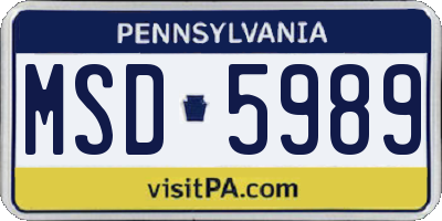 PA license plate MSD5989