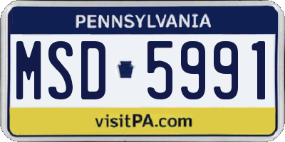 PA license plate MSD5991