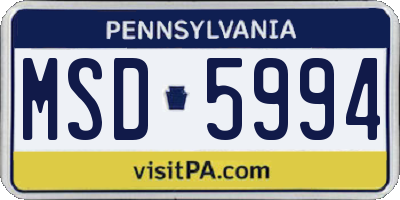 PA license plate MSD5994