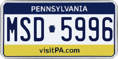 PA license plate MSD5996