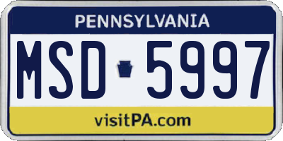 PA license plate MSD5997
