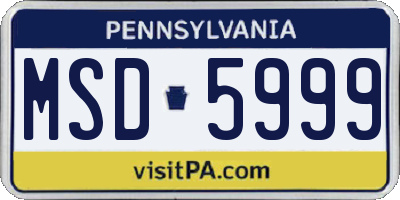 PA license plate MSD5999