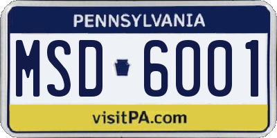 PA license plate MSD6001