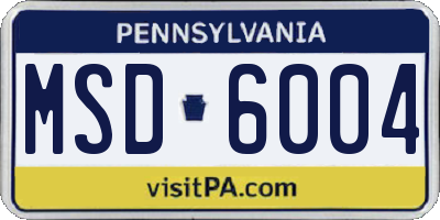 PA license plate MSD6004