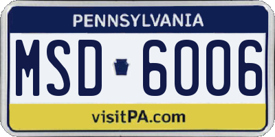 PA license plate MSD6006