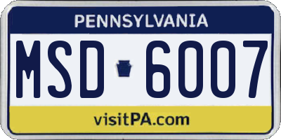 PA license plate MSD6007