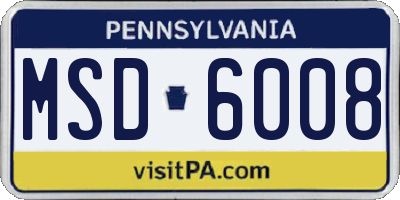 PA license plate MSD6008