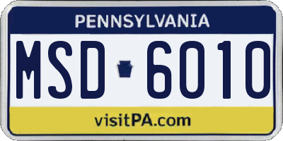 PA license plate MSD6010