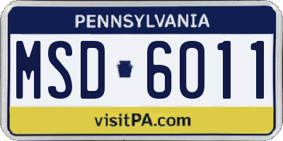 PA license plate MSD6011