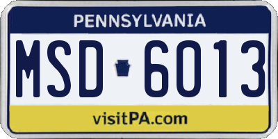 PA license plate MSD6013