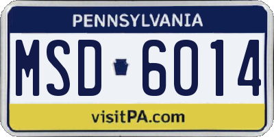 PA license plate MSD6014