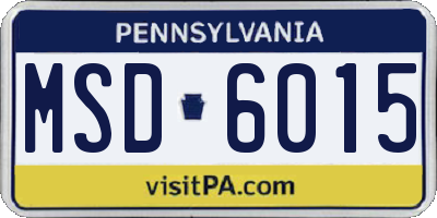 PA license plate MSD6015