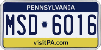 PA license plate MSD6016
