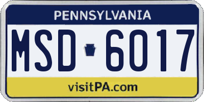 PA license plate MSD6017