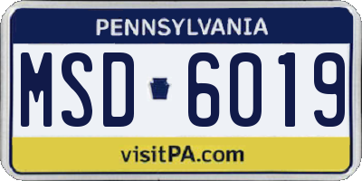 PA license plate MSD6019