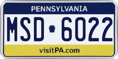 PA license plate MSD6022