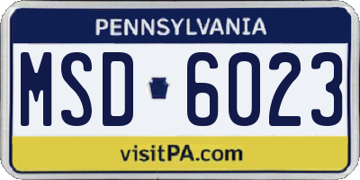 PA license plate MSD6023